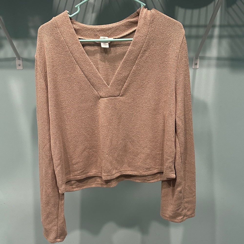 Women's Tan V-Neck Top